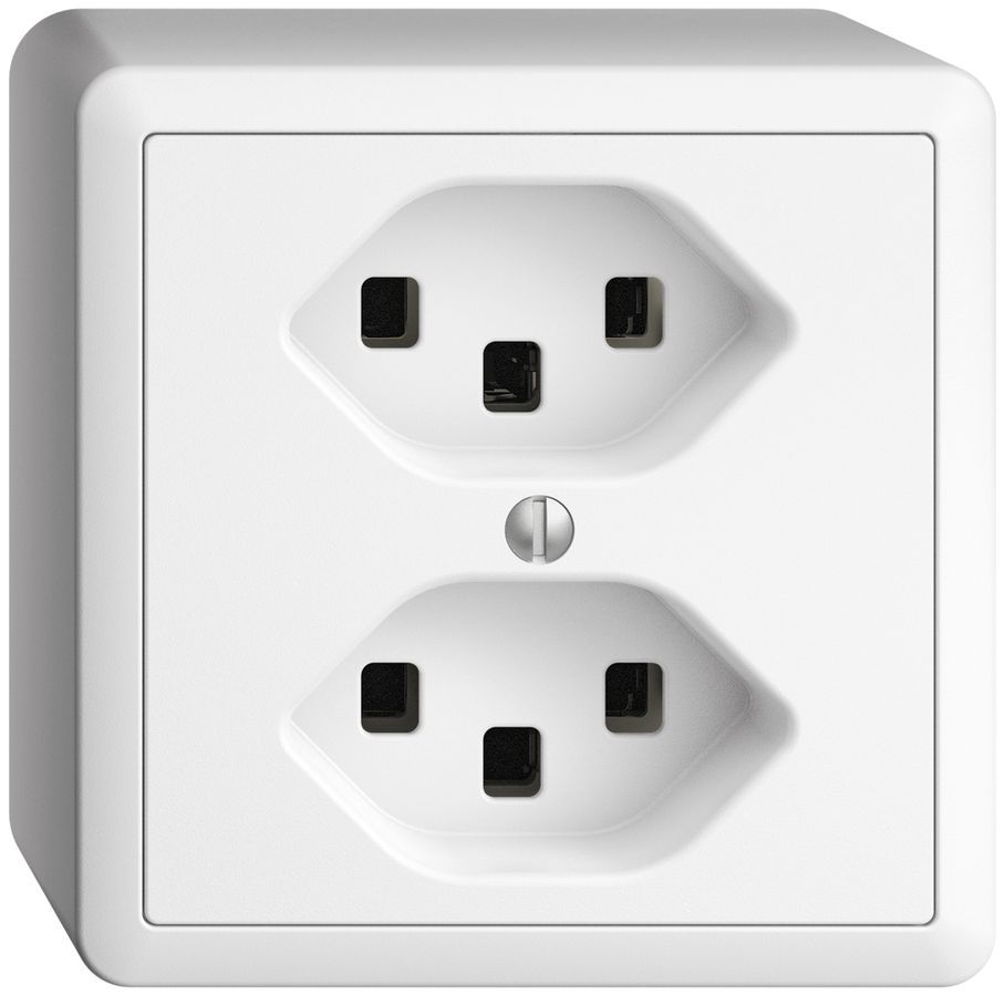 AP-Steckdose 2×T23 16A EDIZIOdue weiss, mit Steckklemmen