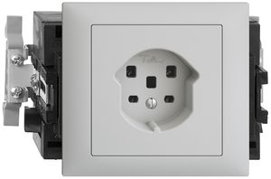 EB-Steckdose EDIZIOdue T25 16A 53mm Snap hellgrau, Schraubklemme