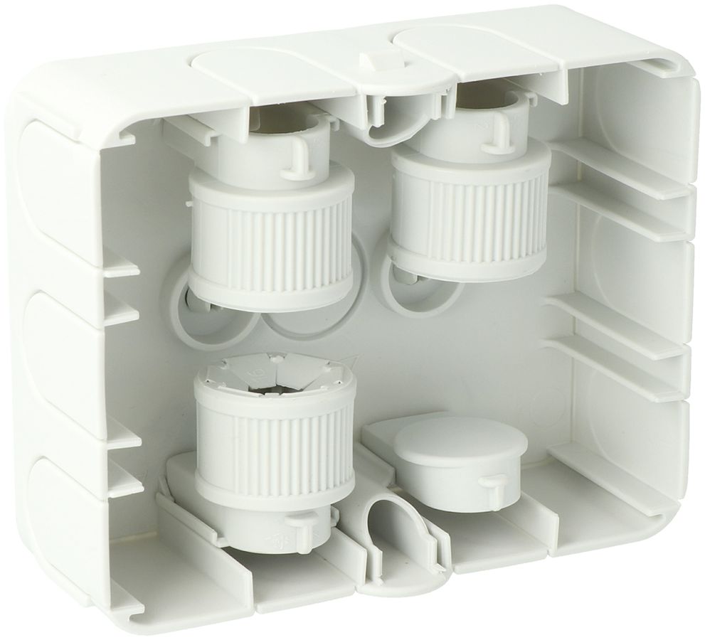 Boîtier AGRO, p.caniveau d.câbles, fixation par grille perforée, 120×95×40mm gr