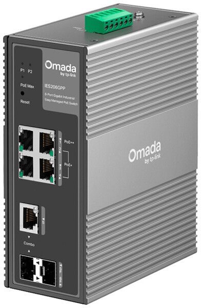 Switch TP-Link Omada IES206GPP 4×RJ45-GbE 1×SFP-GbE 1×RJ45/SFP PoE++ 4×PoE