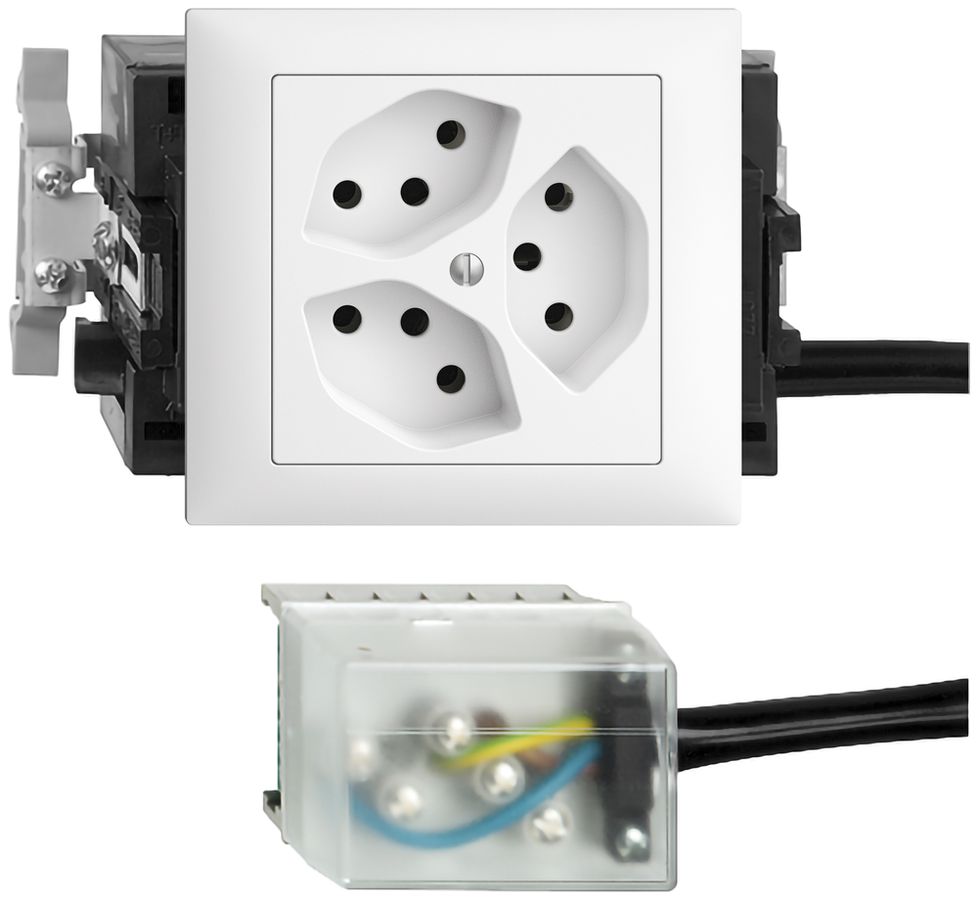 Prise INC EDIZIOdue 3×T13 L2 53mm blanc pour câble plat powerbus