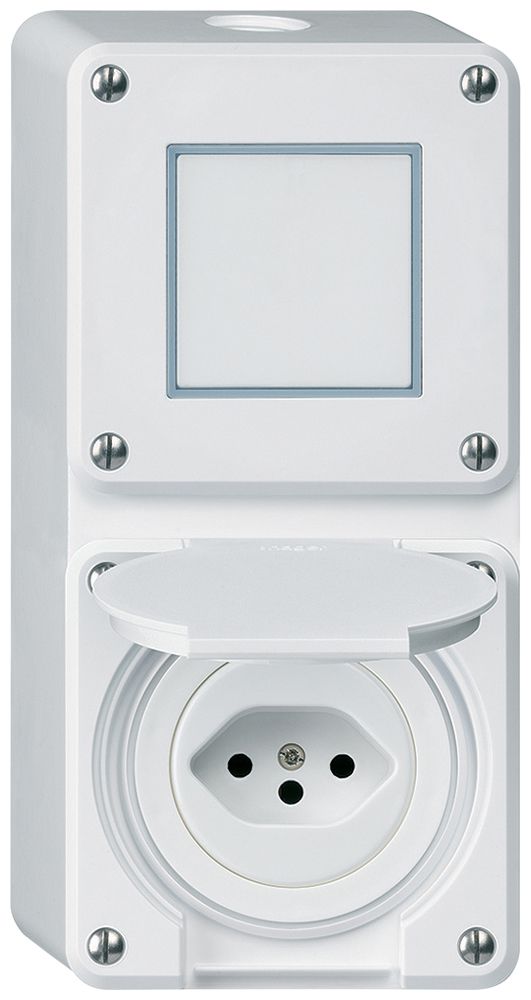 Combinazione AP Hager robusto I-I verticale 3/1L+tipo 13, bianco