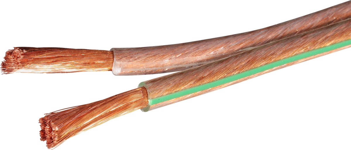 Câble plat p.haut-parleur/2x4mm² tr-vt Bobine à 100m