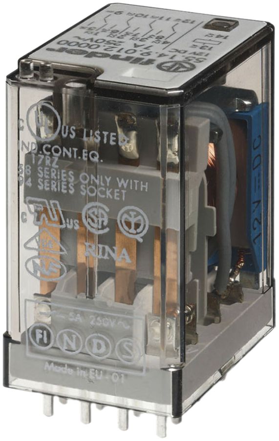 Relais circuit imprimé mini Finder 55, 4C 7A/48VDC AgNi RT I