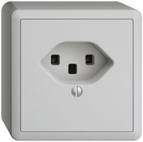 AP-Steckdose EDIZIOdue T23 16A hellgrau, Schraubklemmen