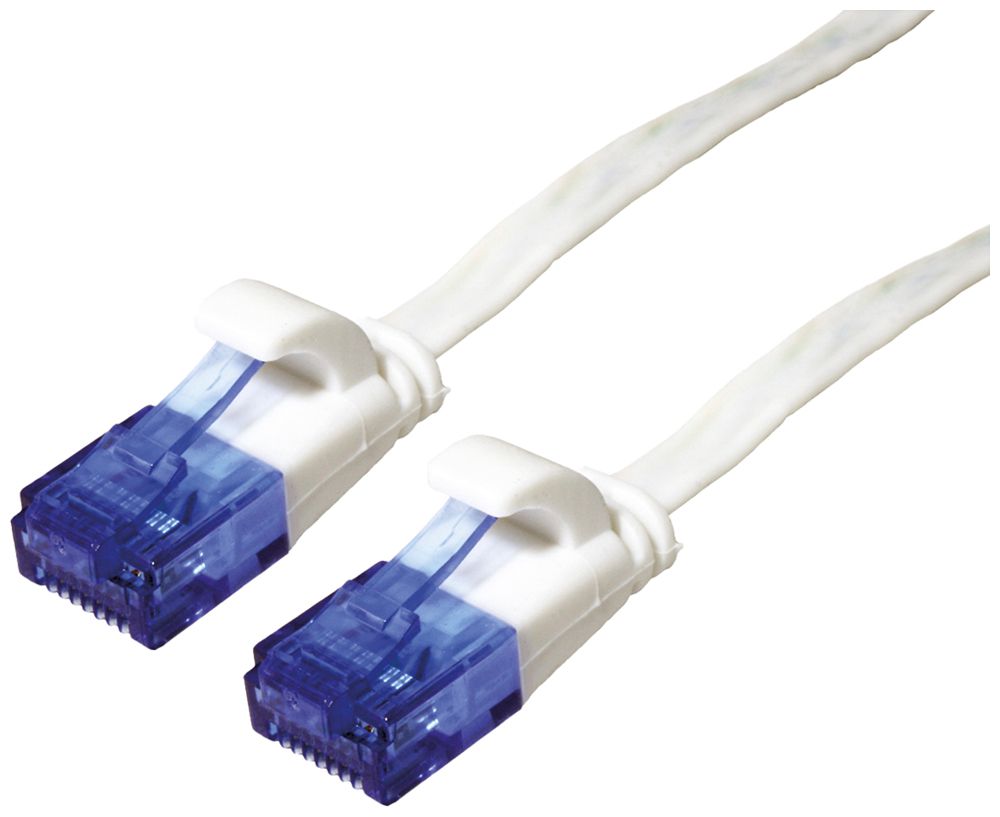 Câble patch RJ45 VALUE cat.6A U/UTP AWG32 PVC plat blanc 0.5m