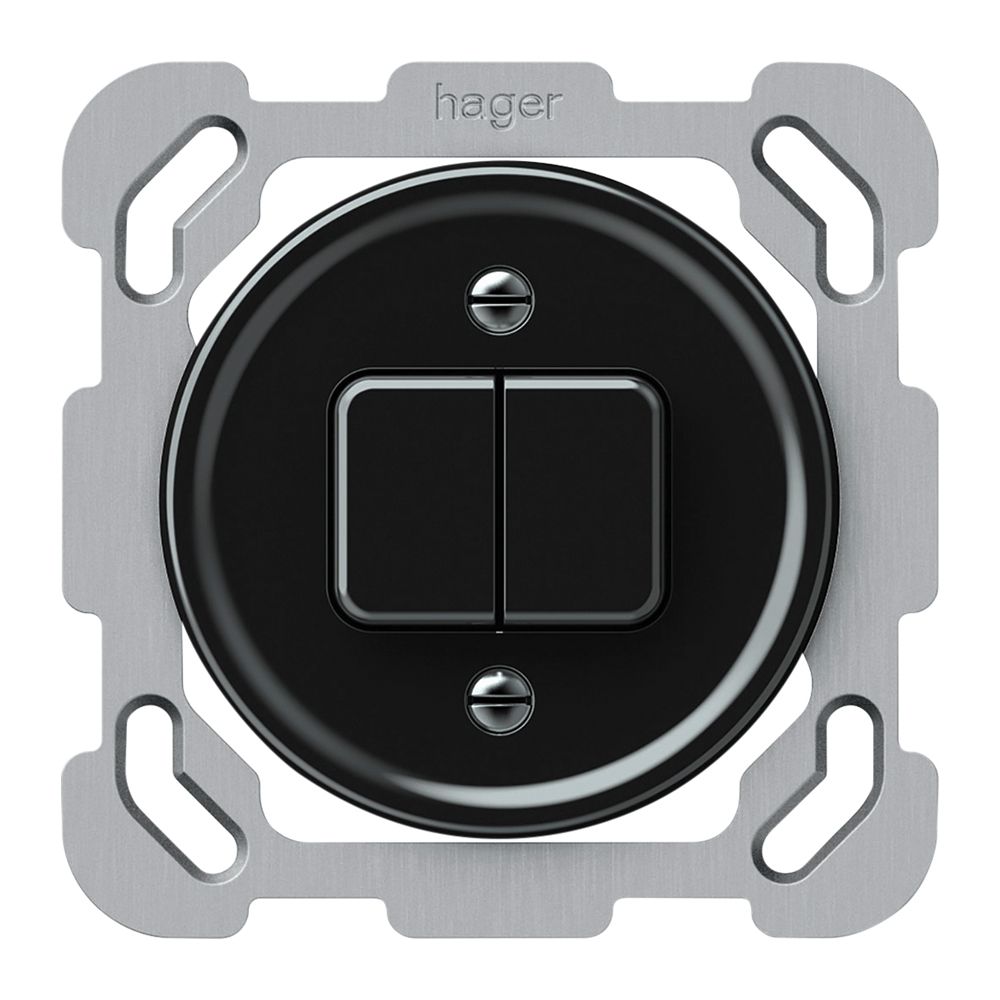 Poussoir ENC origin 2×touches 2CO 1P 0<1 10A 230V 77×77mm noir