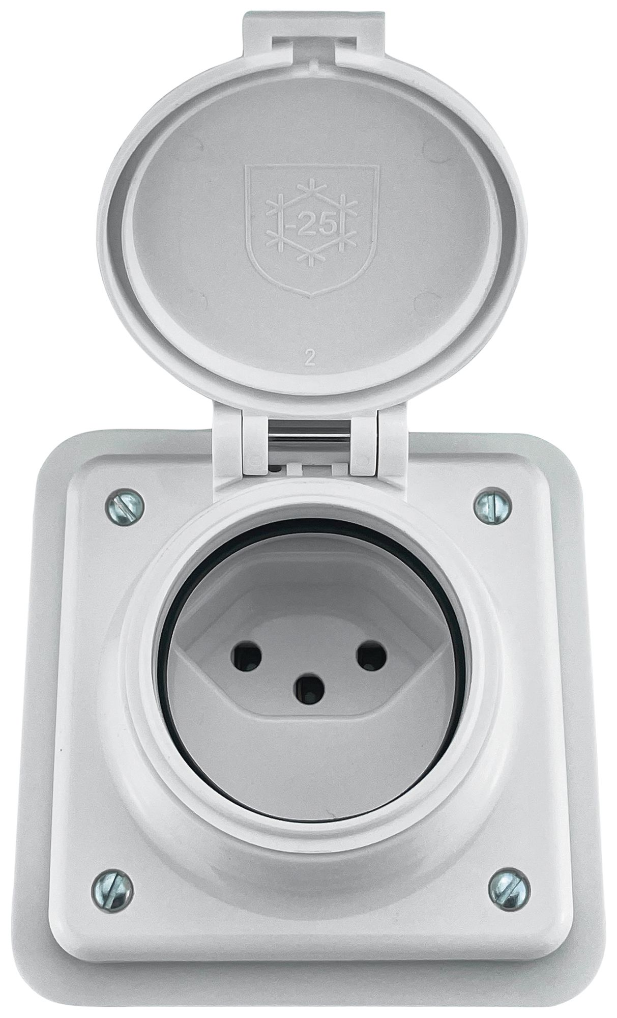 UP-Steckdose Steffen MICA 1×T13 10A 230V IP55 mit Deckel weiss