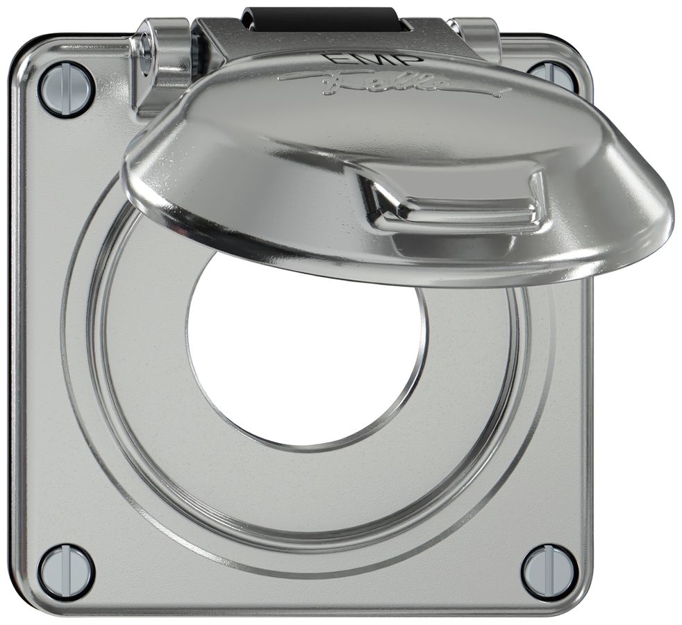 Oberteil ELEMENT SNAPFIX® mit Klappdeckel für NEMA-Steckdosen alu