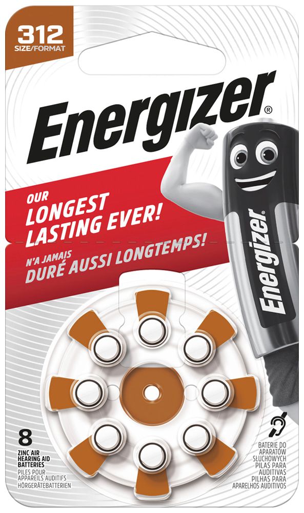 Pila bottone zinco/aria Energizer V312, blister a 8 pezzi
