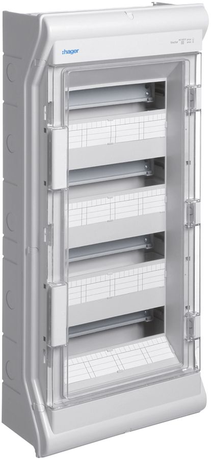 AP-Kleinverteiler Hager vector 4-reihig 48TE IP54/IP65 310×677×151mm
