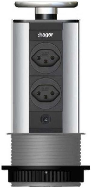 Steckdose versenkbar Tehalit 2×T13 Liftup 5 mit Wippdeck.Edelstahl