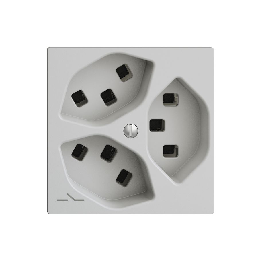 Steckdose 3×T23 Feller EDIZIOdue F, 1×getrennt, Steckklemmen, hellgrau