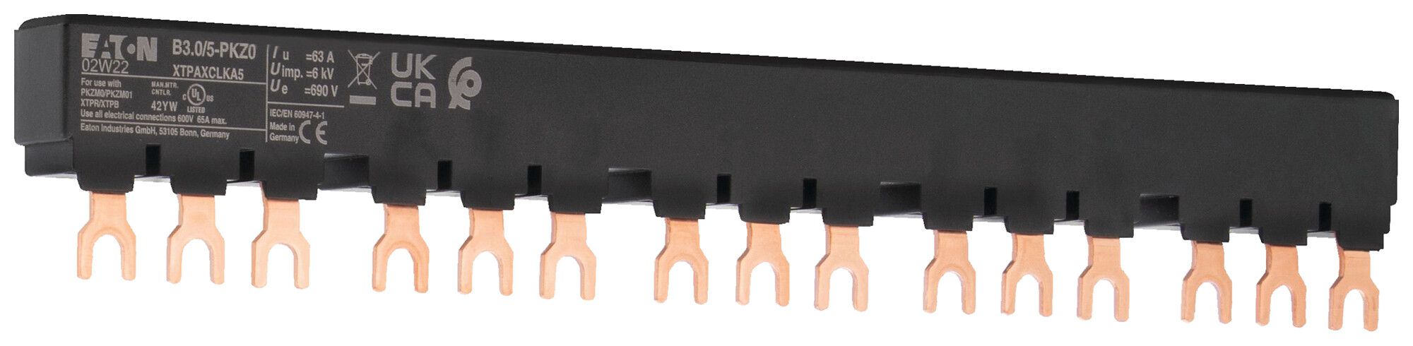 Peigne de raccordement Eaton B3.0/5-PKZ0 fourche 63A 225mm noir