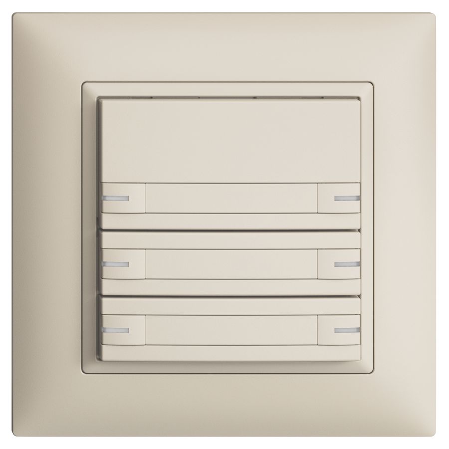 Poussoir KNX RGB ENC EDUE FMI, 250mW, a.LED RGB, papier, 6×pouss., 1×touche, cr