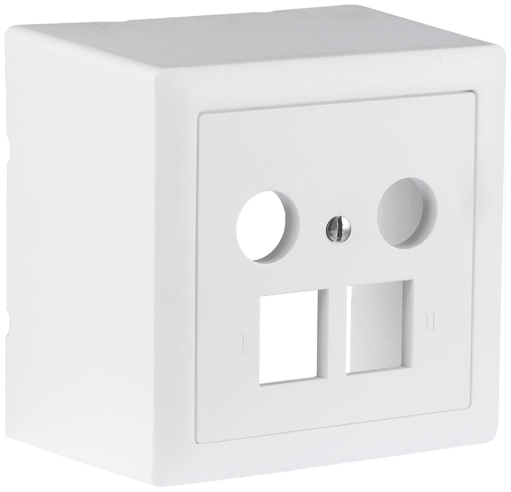 AP-Multimediadose R&M 2×RJ45 2×Koax 78×78mm weiss