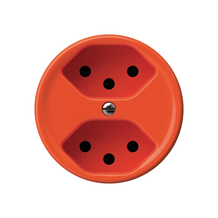 Prise origin 2×type 13 10A 230V 60×60mm orange