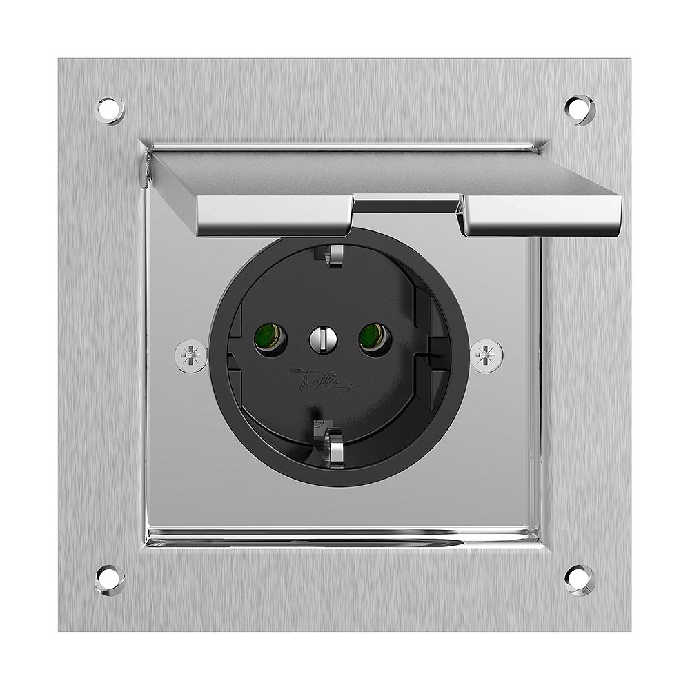 SCHUKO-Steckdose FH PMK 16A, 250VAC, L+N+PE Messing vernickelt