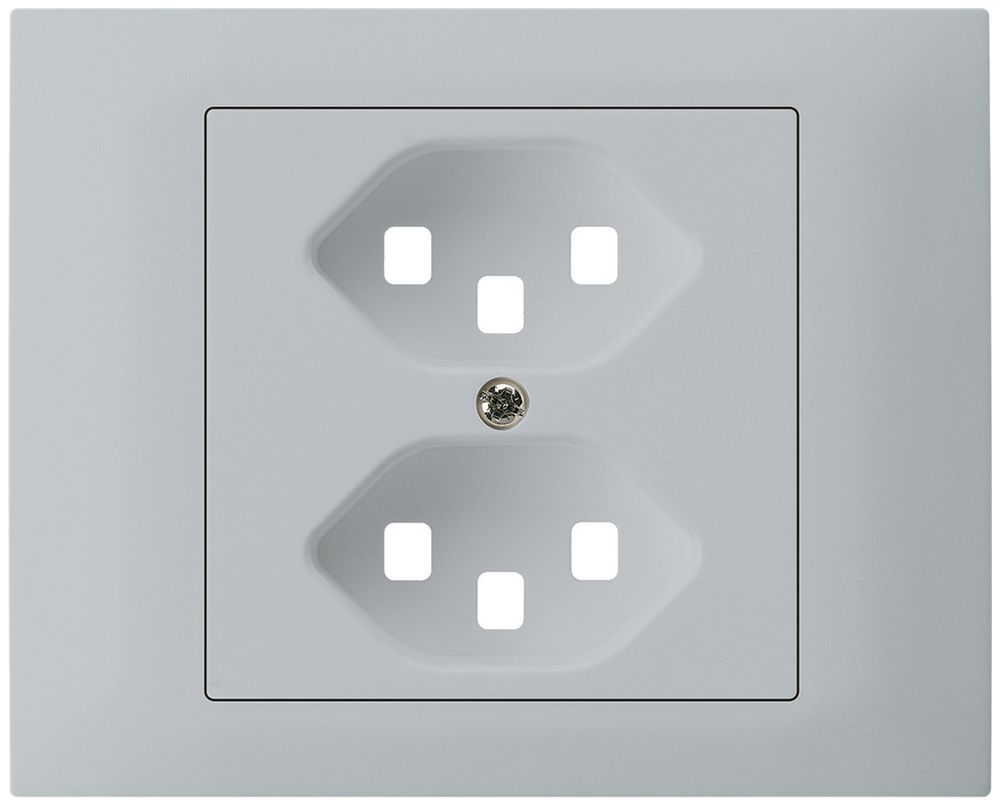 EB-Frontset kallysto f.Einbausteckdose G3 2×T23 Abdeckrahmen schraubbar hellgrau