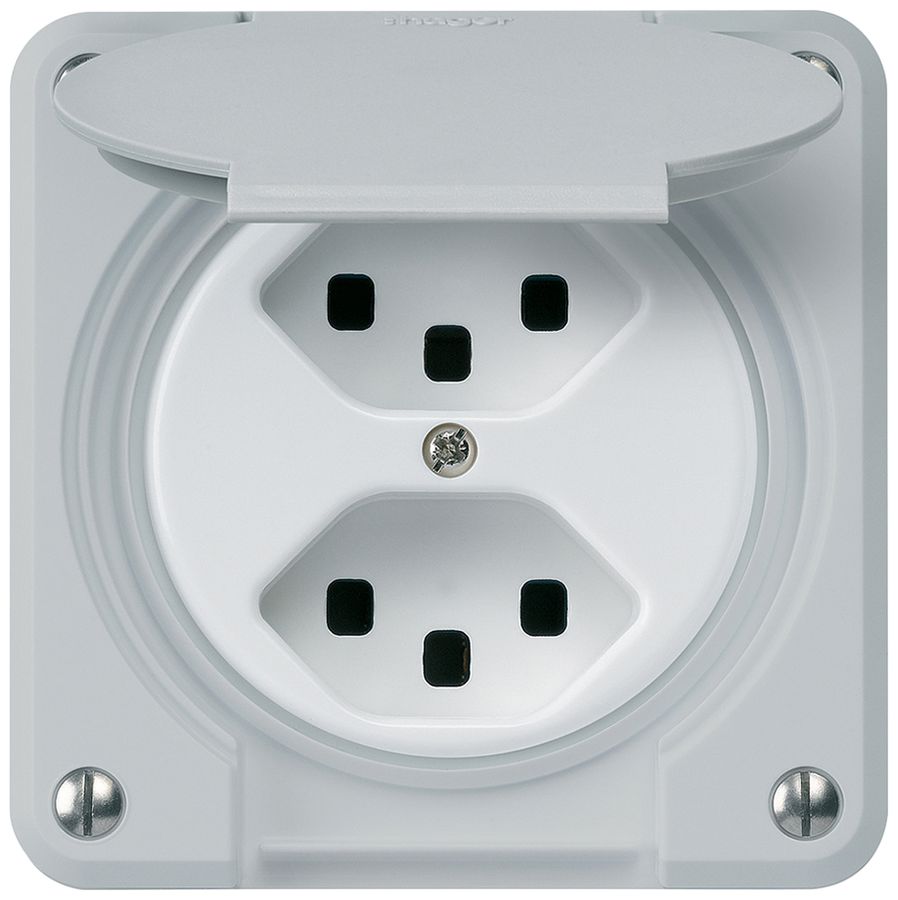 Prise ENC robusto 2×type 23 gris