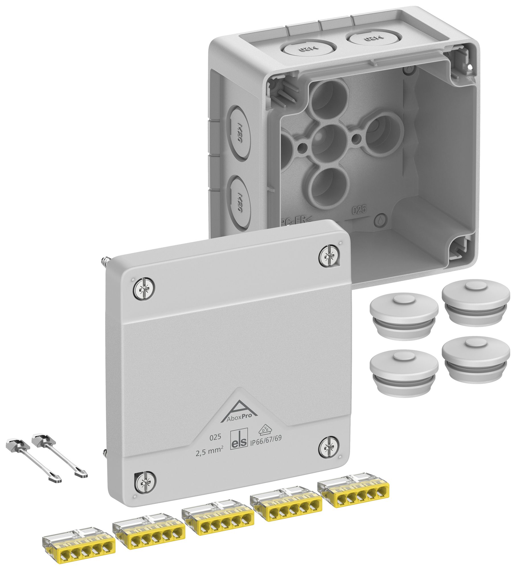 Boîte de dérivation AP Spelsberg Abox Pro 025-2,5² 92×92×60mm IP69 gr