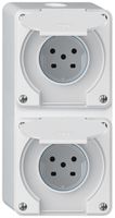 AP-Kombination robusto 2×1, 2×Steckdose T15 IP55 weiss