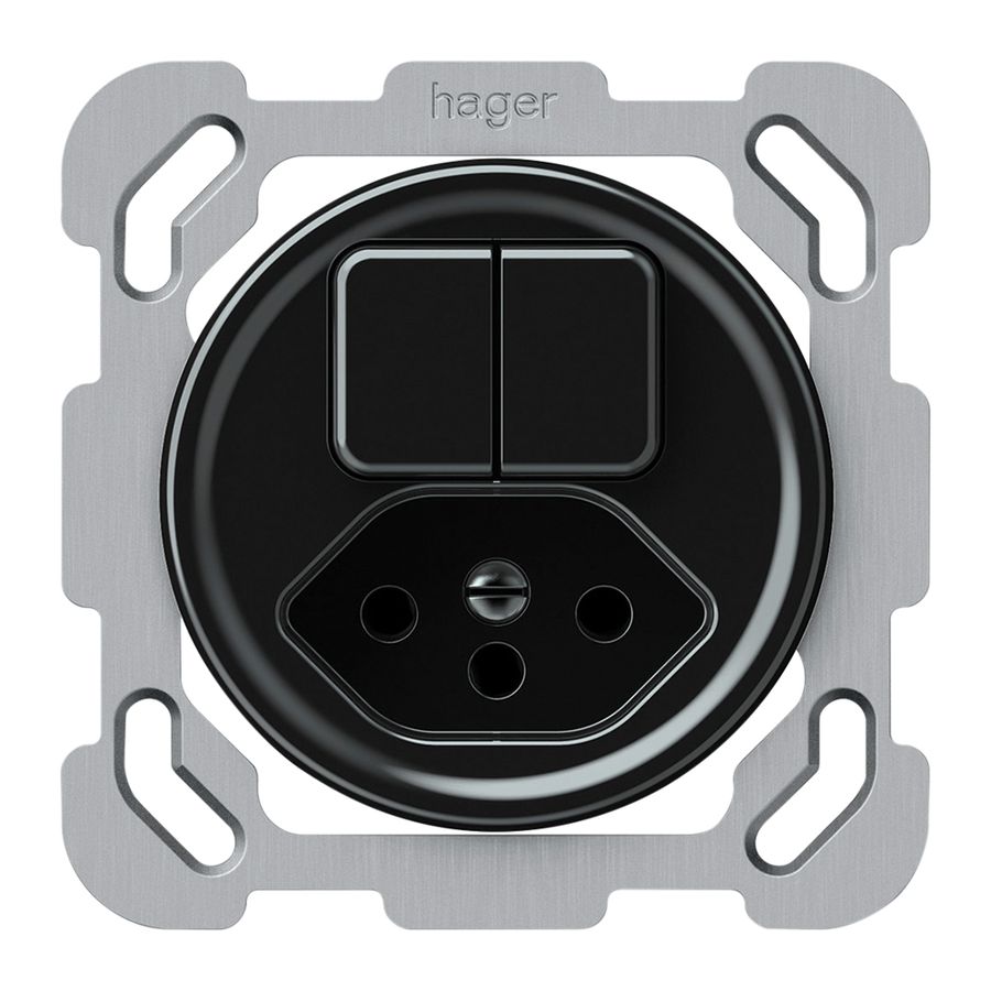 Combinazione INC origin 2×tasti 2CO+T13 1P 0<1 10A 230V 77×77mm nero