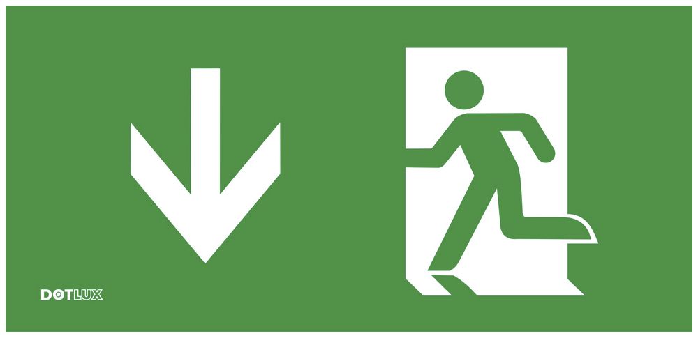 Pittogramma DOTLUX, con freccia verso basso p.lampada d.emergenza LED EXITflat