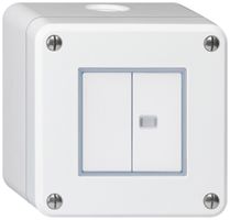 Contatto pulsante AP robusto IP55 2×1P bianco 1×illuminato