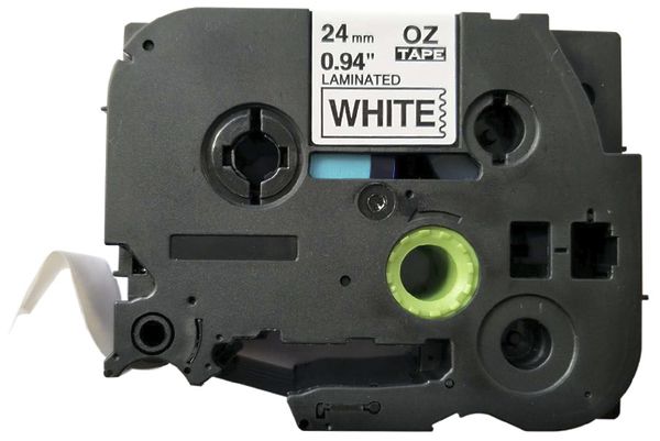 Cassette ruban compatible avec OZE-251, 24mm×8m, blanc/noir