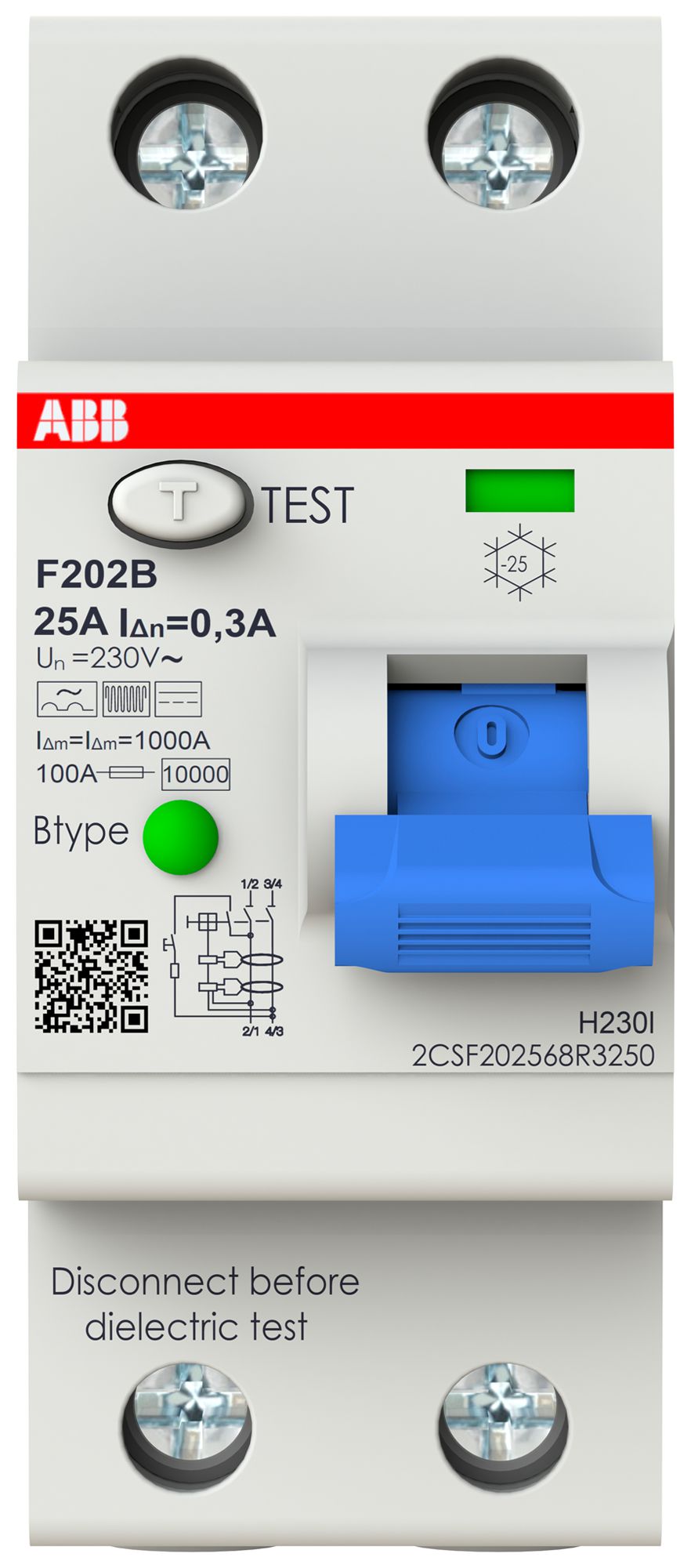 Interrupteur différentiel proM compact 1PN type B, 25A 300mA 2UM légèr.retardé