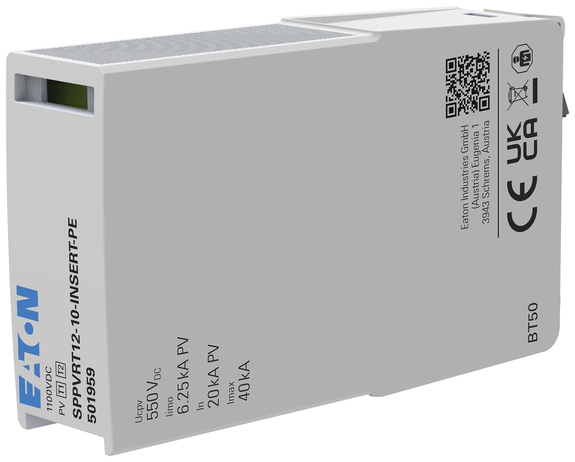 Insert pour déflecteur combiné Eaton SPPVRT12-10-PE DC 1000V 3.8kV