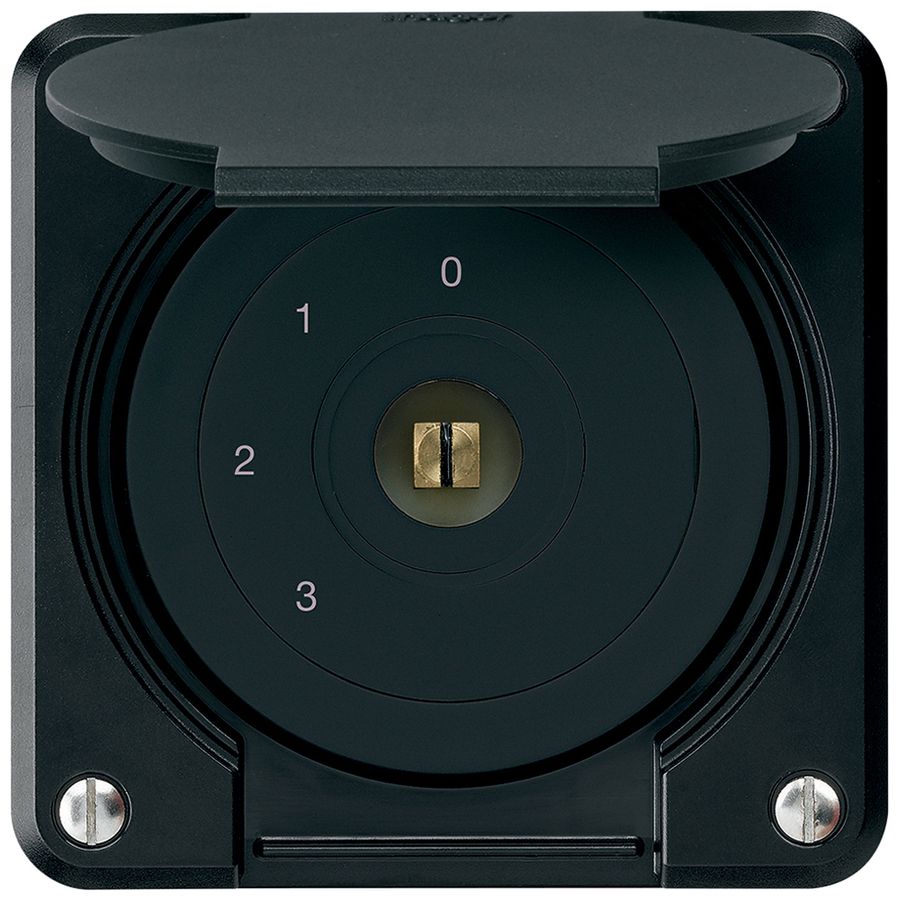 Interruttore a chiave quadrata INC robusto IP55 con coperchio S5/1P nero combi