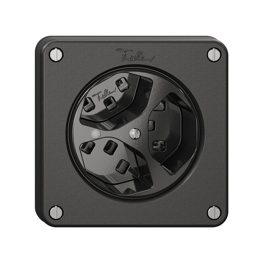 Presa NEVO, 3×T23, c.LED, nero