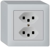 AP-Steckdose kallysto 2×T23 hellgrau mit Steckklemmen