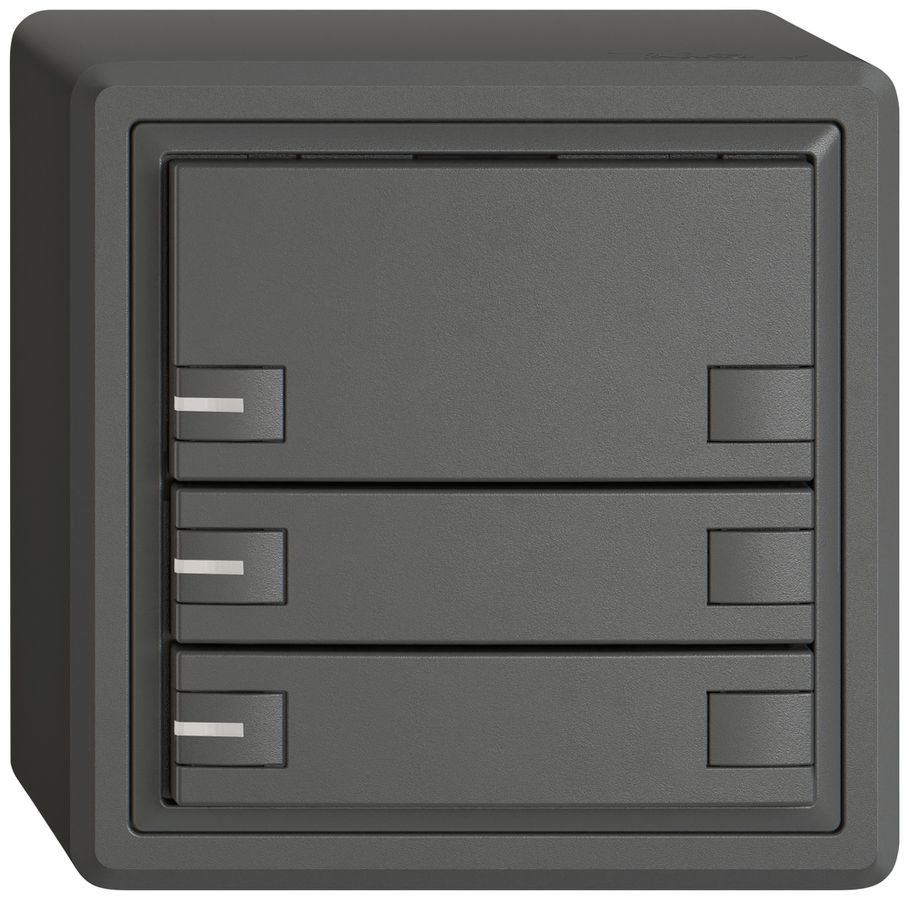 Poussoir universel AP EDIZIO.liv UNI SNAPFIX® a.LED RGB 3× comm.2T grf