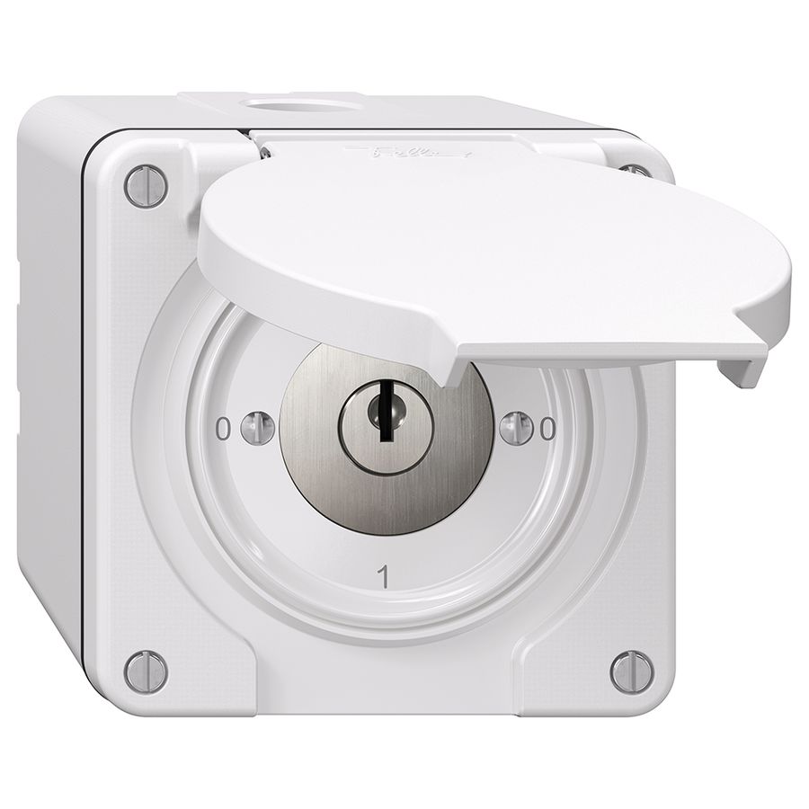 Interrupteur rotatif NAP NEVO, 0/2L, avec serrure&2 clés, KS, 0-1-0-1, blanc