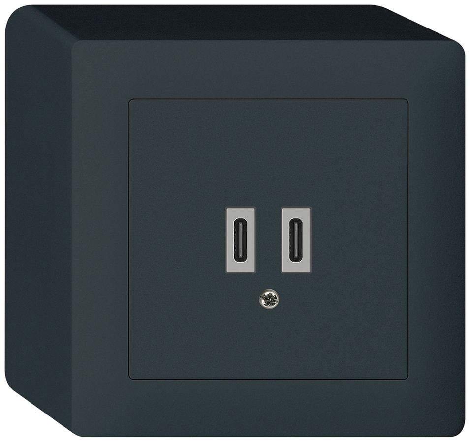 Prise de charge USB AP Hager kallysto C-C 20W 5V 86×86mm noir