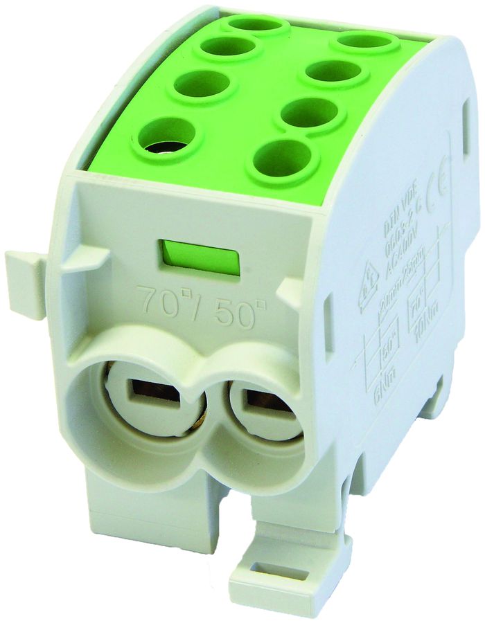 Bloc répartiteur type C 2×70/2×50mm² 160A Alu-CU vert/jaune
