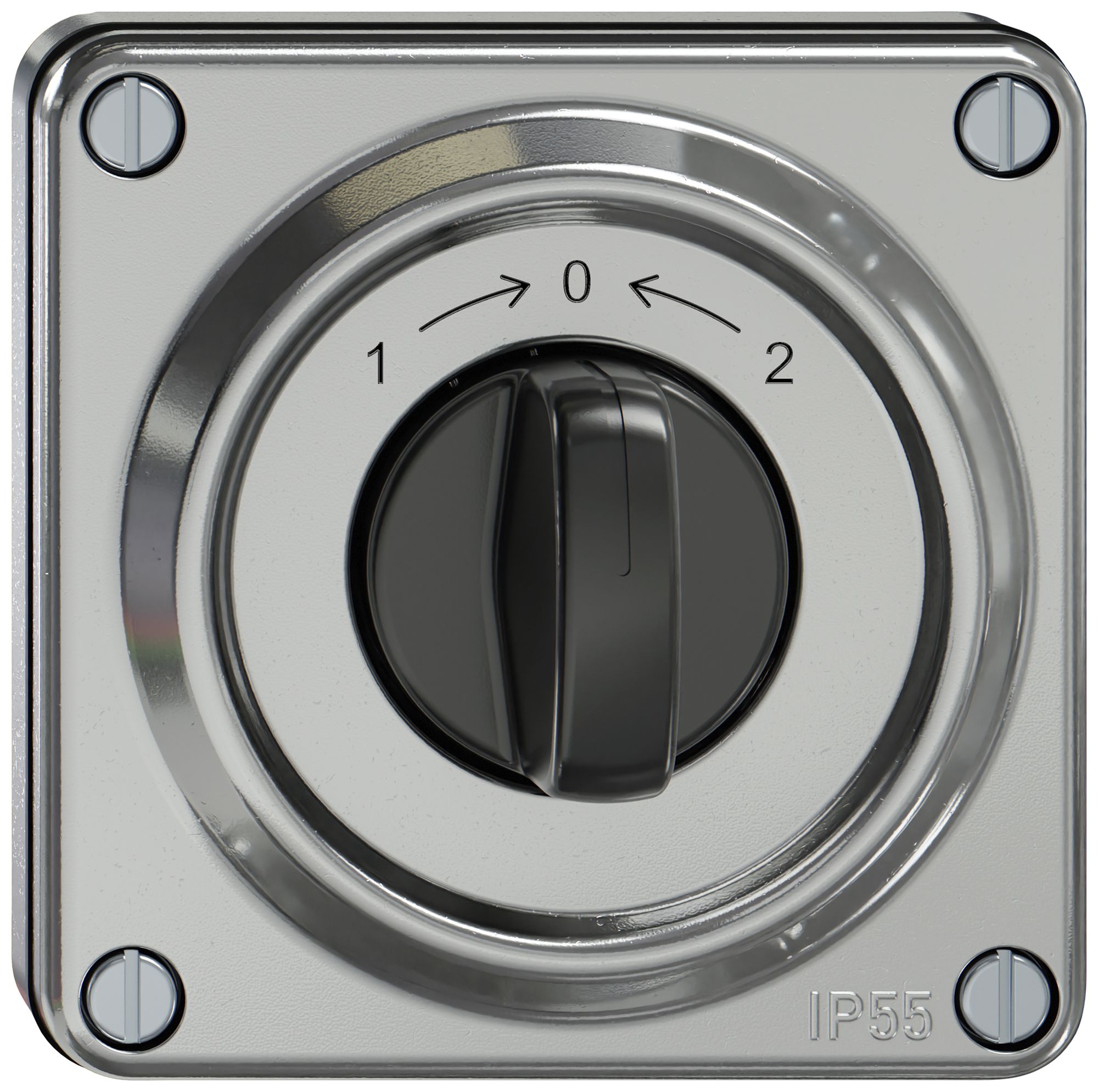 UP-Schwenktaster ELEMENT SNAPFIX® 1P 2S 16A 400V 1<-0->2 87×87×56mm aluminium