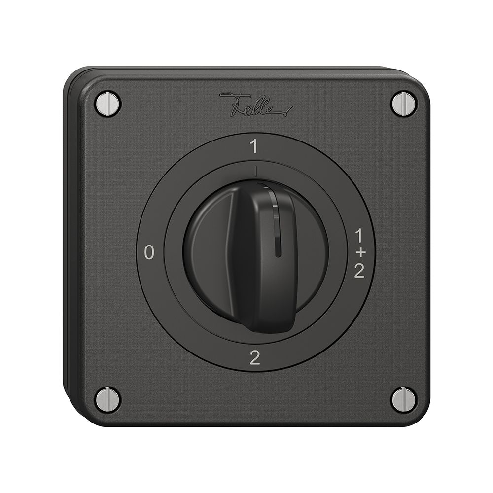 NUP-Drehschalter NEVO, 1/1 L, mit Drehgriff, KS, 0-1-1+2-2, schwarz