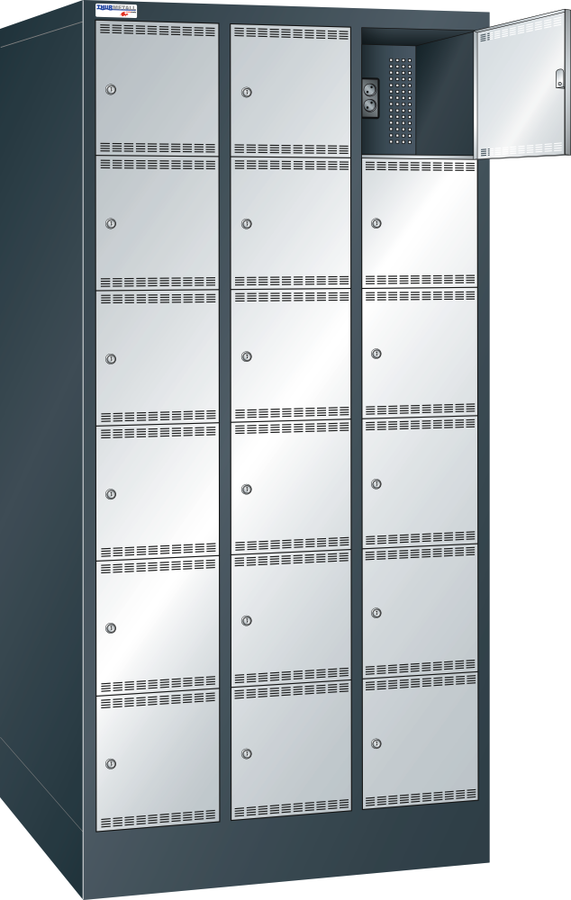 Armadio caricabatterie con scomparti (L×P×A) 905×580×1995 mm 3×6 scomparti