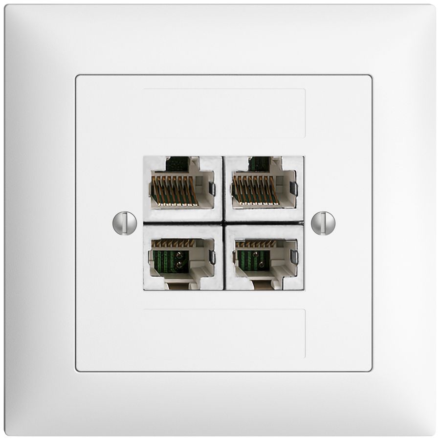 UP-Anschlussdose 4×RJ45/s 4P getr. EDIZIOdue weiss ITplus