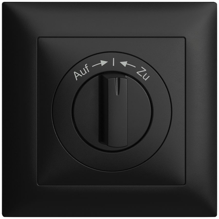 Frontset EDIZIOdue Auf->I<-Zu schwarz 88×88mm für Schwenktaster