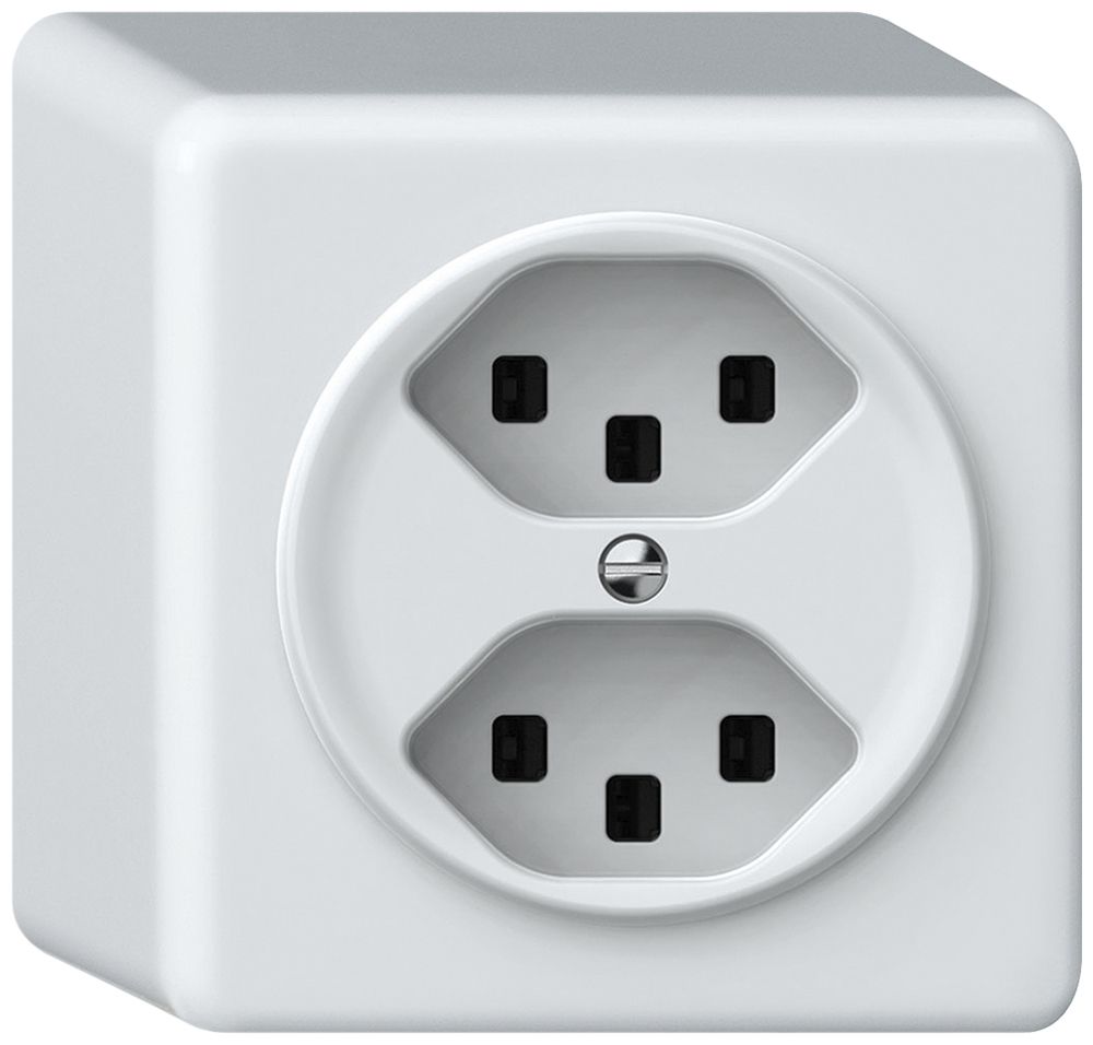 Prise AP origin 2×type 23 16A 230V 88×88×54mm blanc