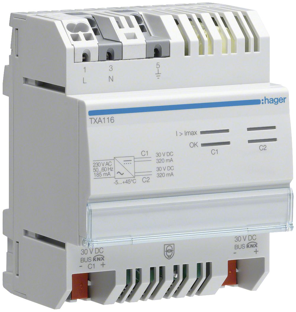 REG-KNX-Spannungsversorgung Tebis 2×30VDC 620mA