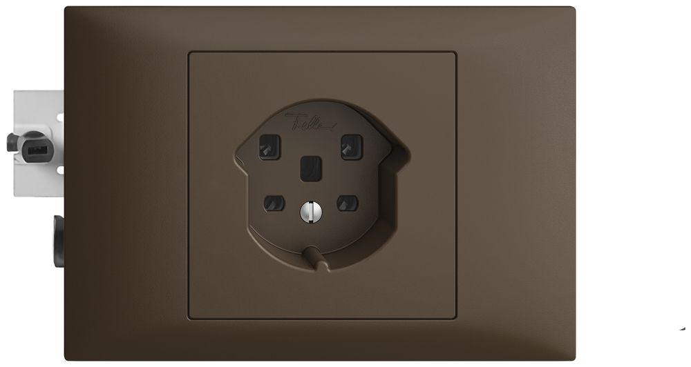 EB-Steckdose EDIZIOdue T25 16A coffee 53mm, Schraubklemmen
