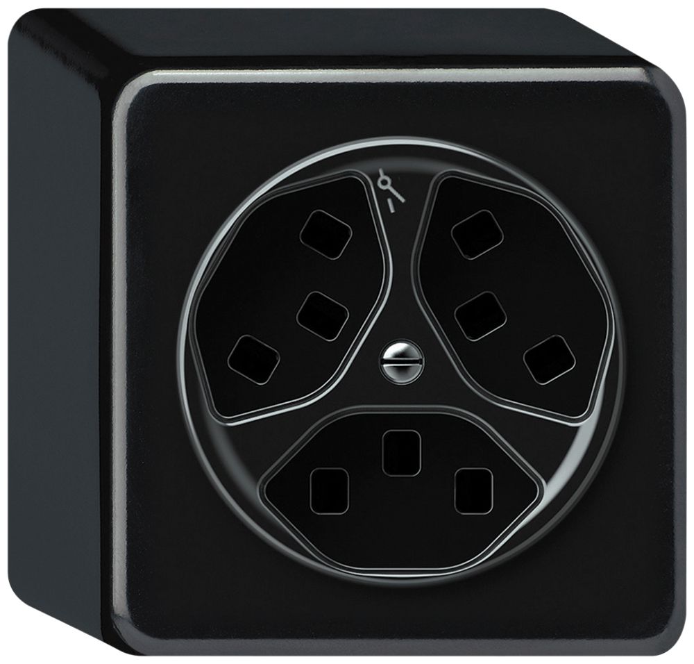 Presa AP origin 3×tipo 23 1×S 16A 230V 88×88×54mm nero