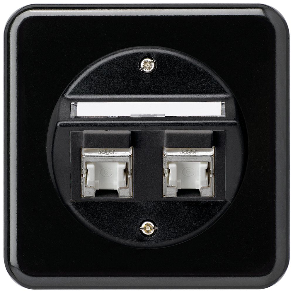 UP-Einsatz basico C Kat.6 2×RJ45/s Schrägauslass schwarz