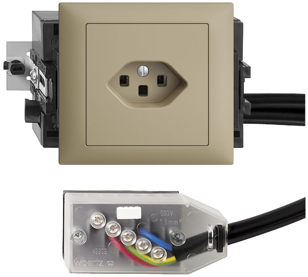 Prise INC EDIZIOdue T23 L2 sand 49…69mm pour câble plat Technofil